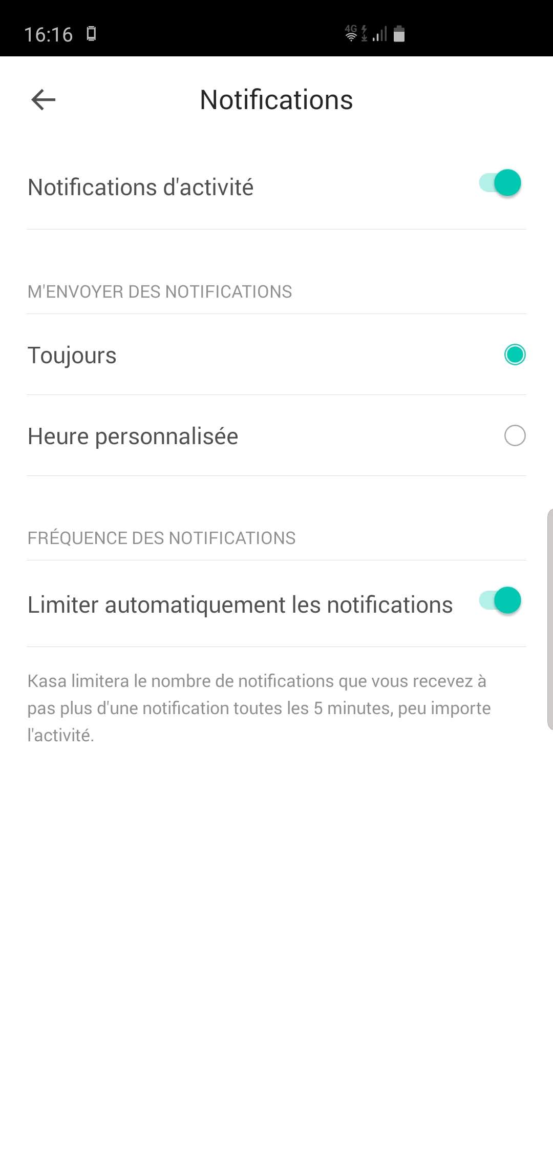 Kasa Cam Outdoor - Réglages notifications