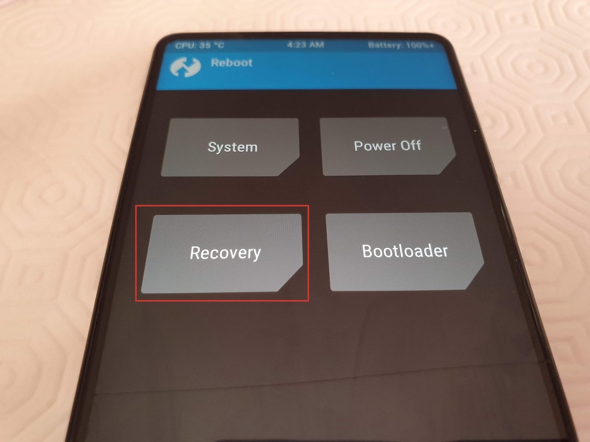 TWRP - Reboot Recovery