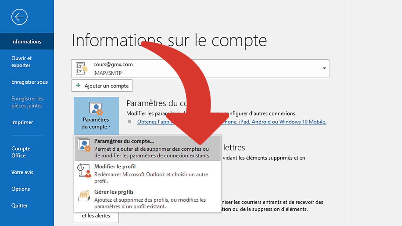 Comment supprimer son adresse du client Outlook de Microsoft Office