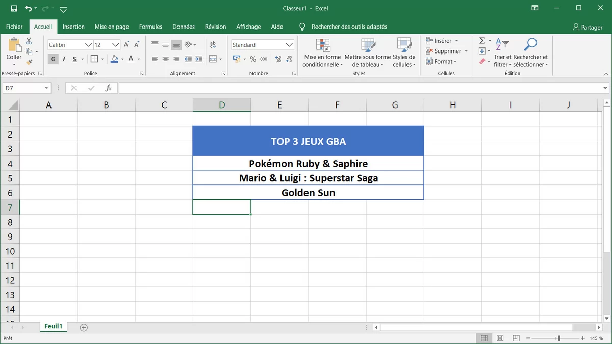 Tuto Excel