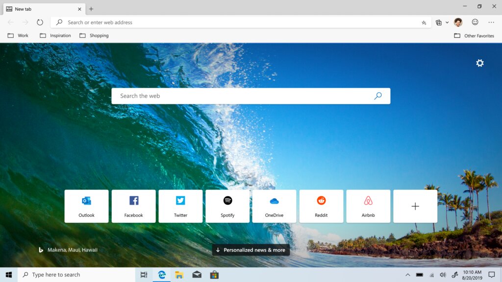 Microsoft Edge chromium beta - screenshot