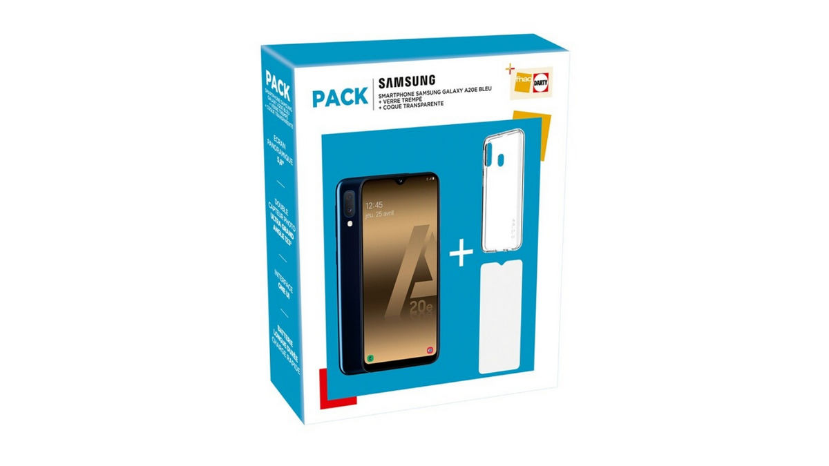 Samsung Galaxy A20E + ses accessoires