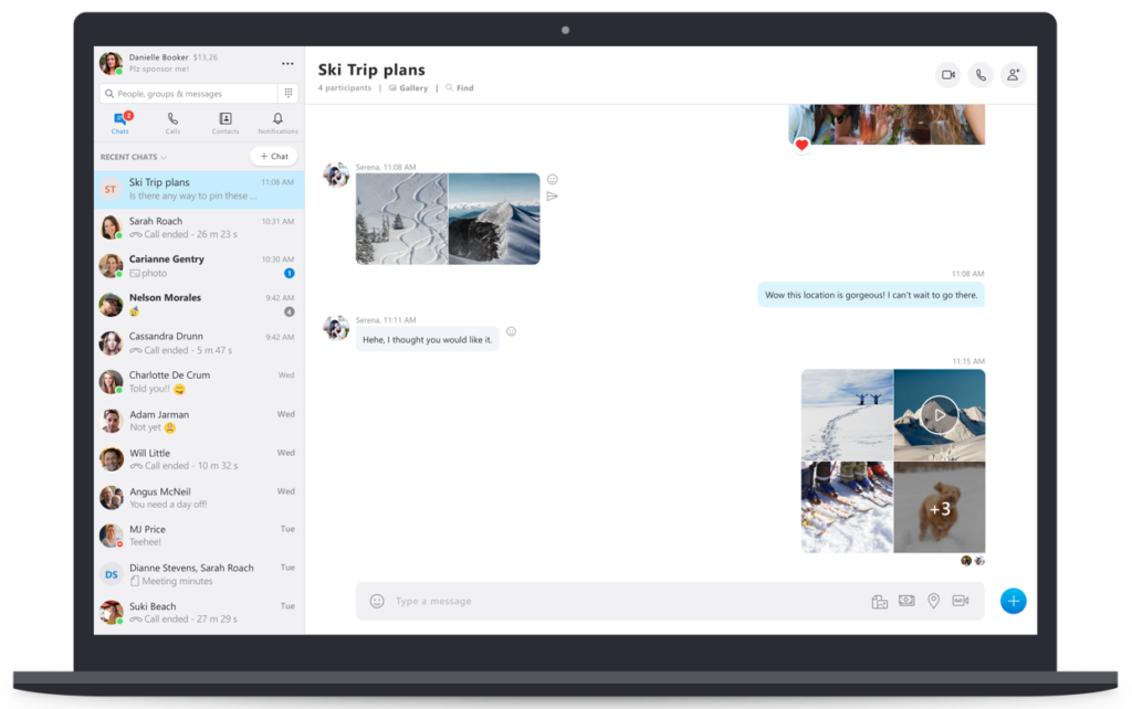 Skype nouvelle fonctionnalité album photos vidéos