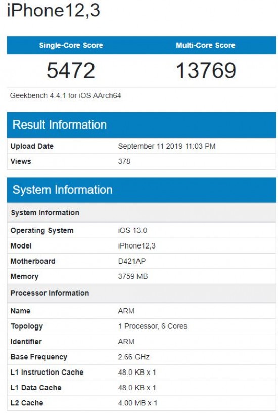 Benchmark iPhone 11 Pro