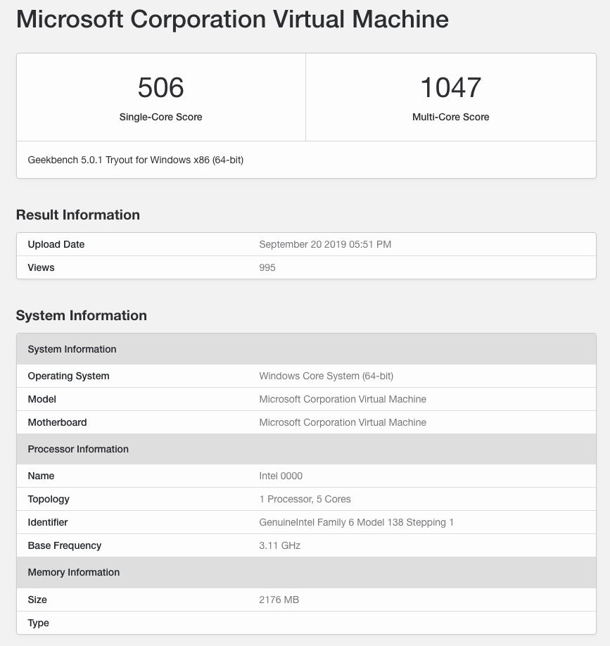 Windows Core OS geekbench