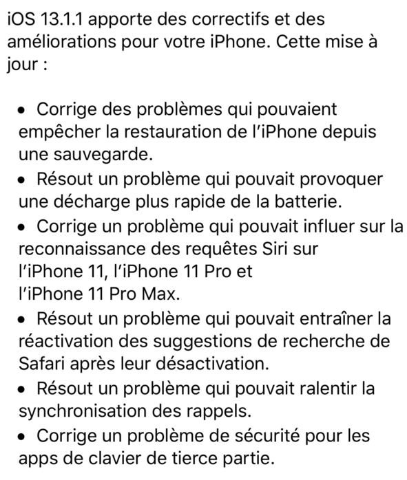 ios 13 change log