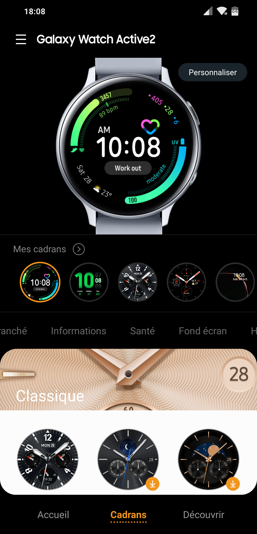 Galaxy Watch Active 2 - Cadrans