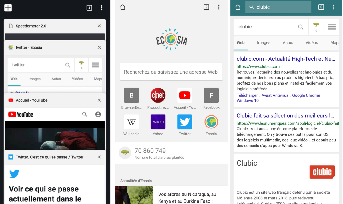 Ecosia sur Android - Les internautes écolos voulait un navigateur mobile...