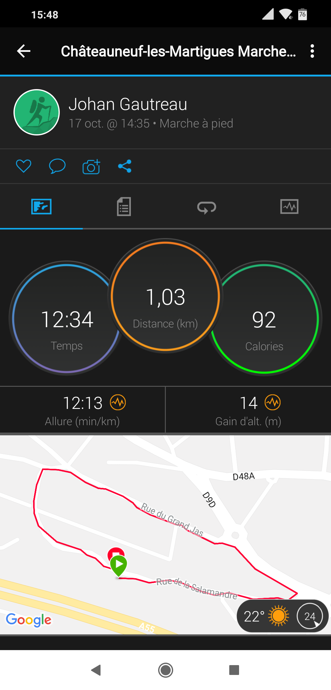 Garmin Venu - Suivi marche