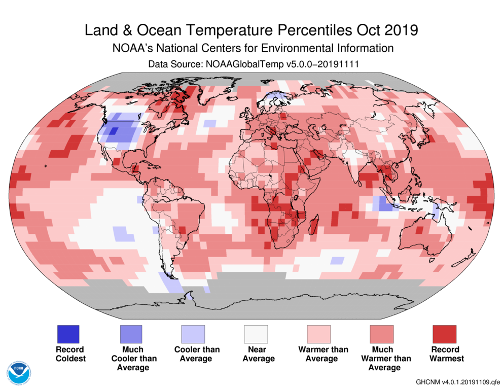 Carte records températures octobre 2019