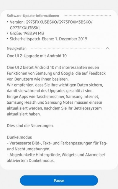 Galaxy S10 Android 10