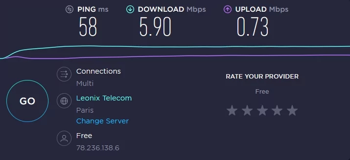 Speedtest VyprVPN_Royaume Uni