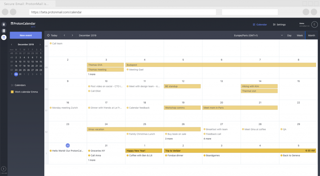 ProtonMail Calendar