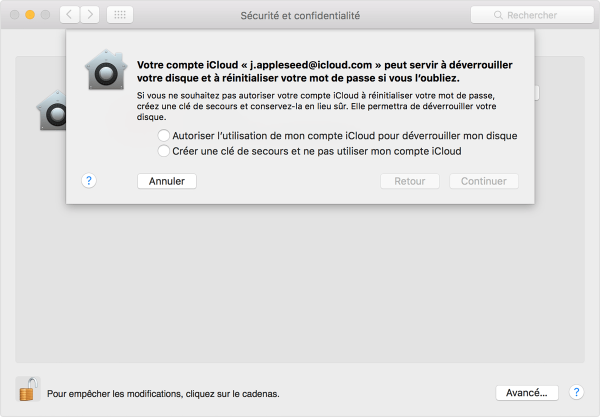 macOS chiffrement