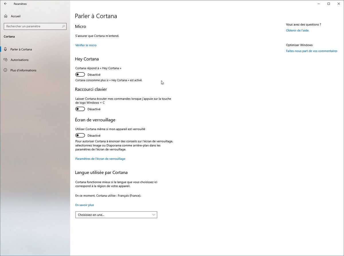 Windows 10 désactiver Cortana