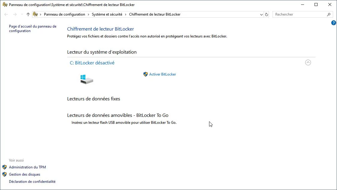 Windows 10 BitLocker © Capture d'écran