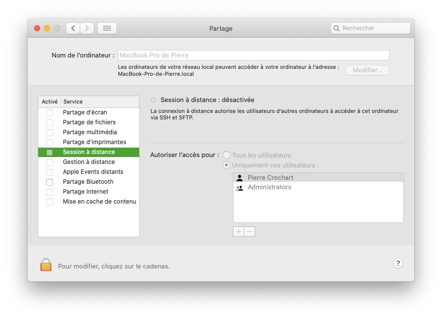 macOS options partage