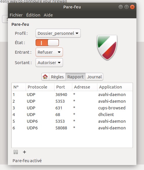 Ubunt Gufw pare-feu