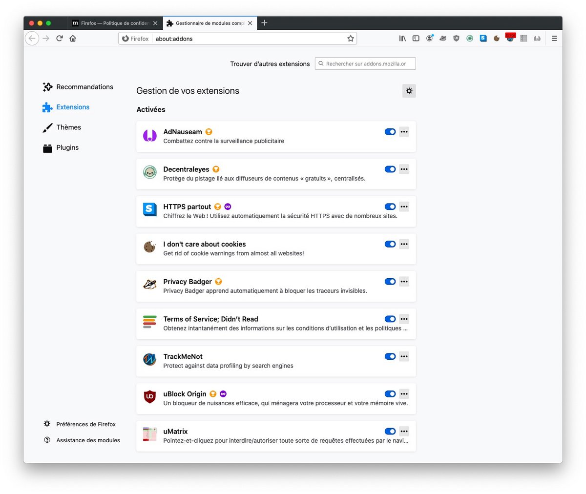 Firefox extensions privacy