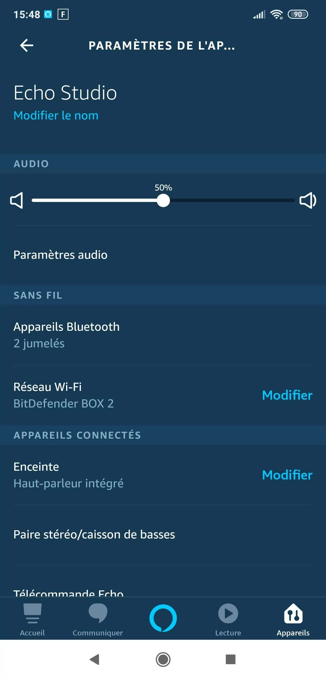 Echo Studio - Paramètres