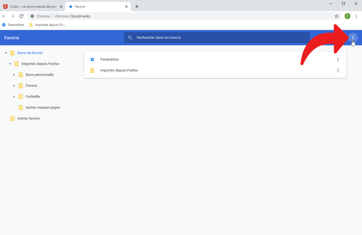 export favoris chrome © clubic.com