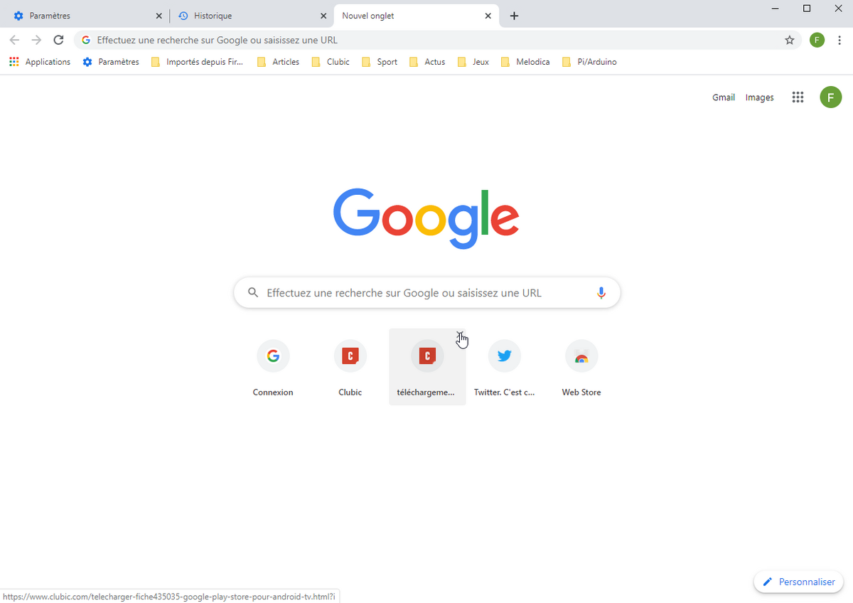 page démarrage chrome © clubic.com