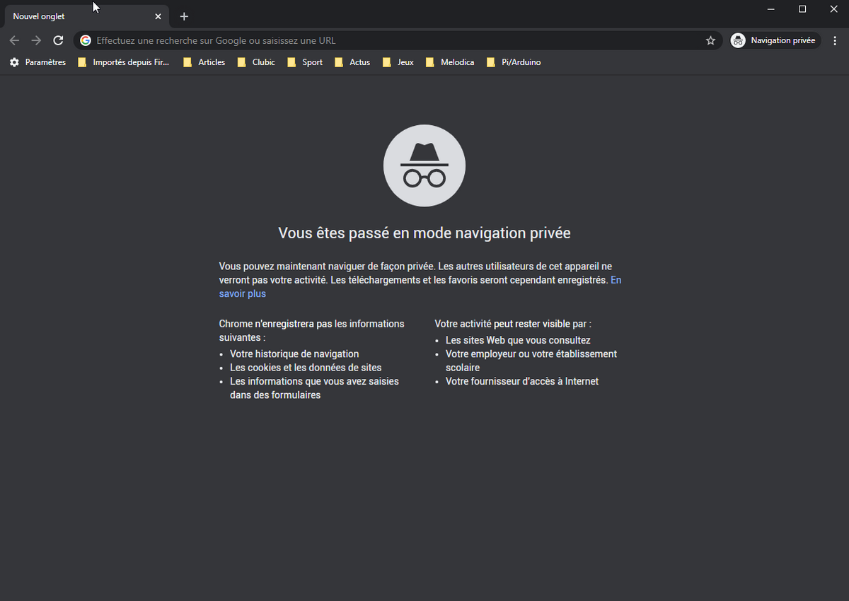 navigation privée Google Chrome © clubic.com