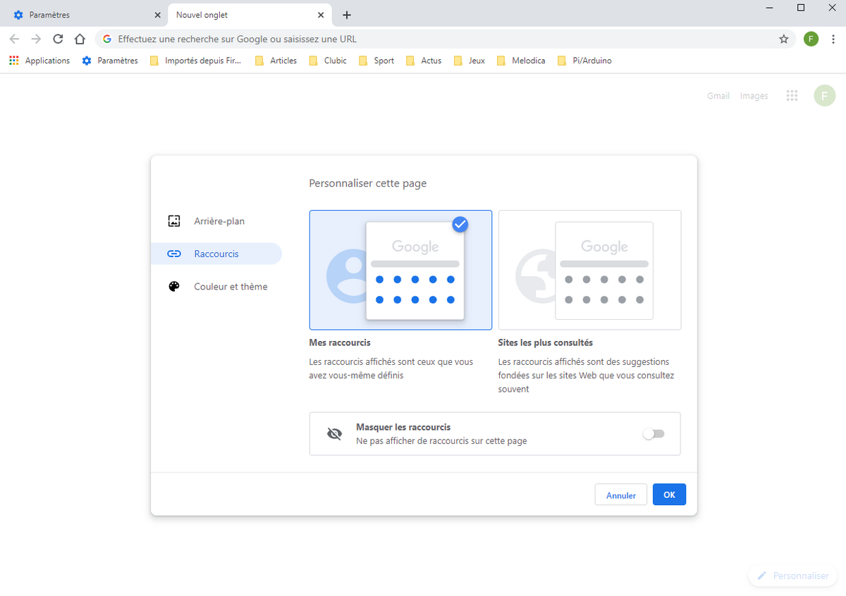 nouvel onglet chrome © clubic.com