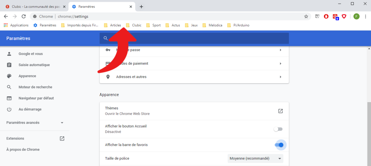 favoris Chrome © clubic.com