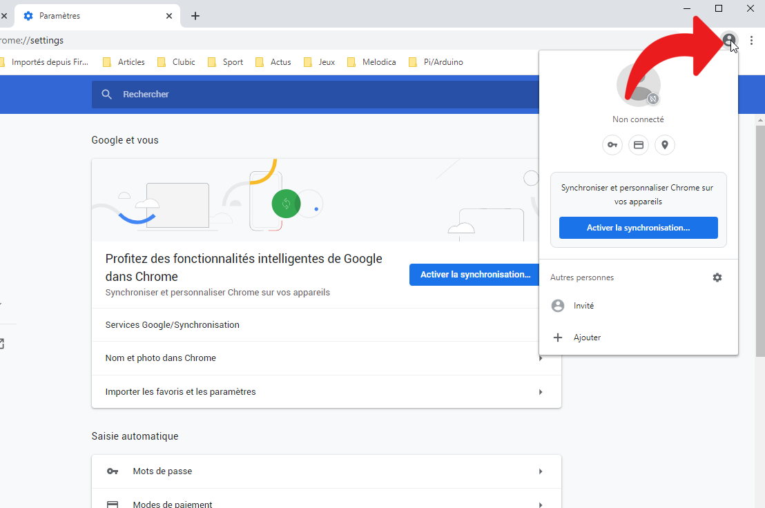 bouton profil chrome © clubic.com