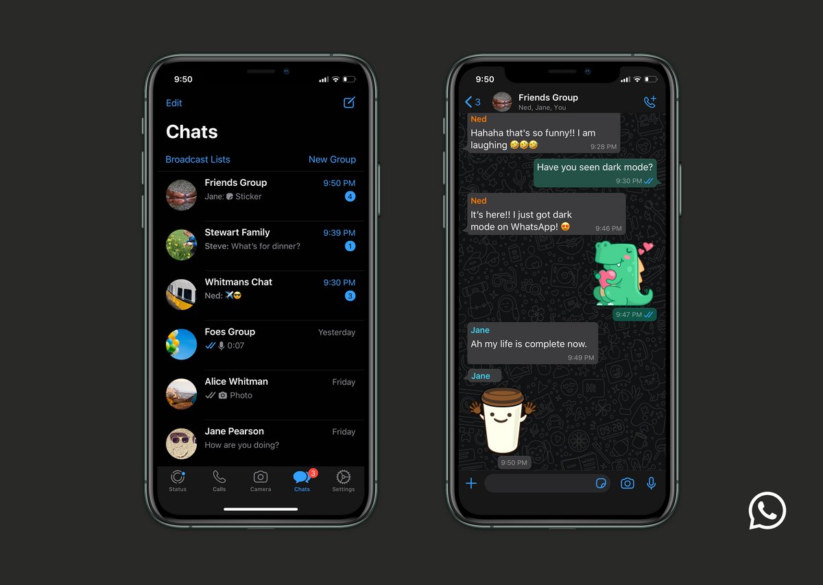 WhatsApp Android dark mode