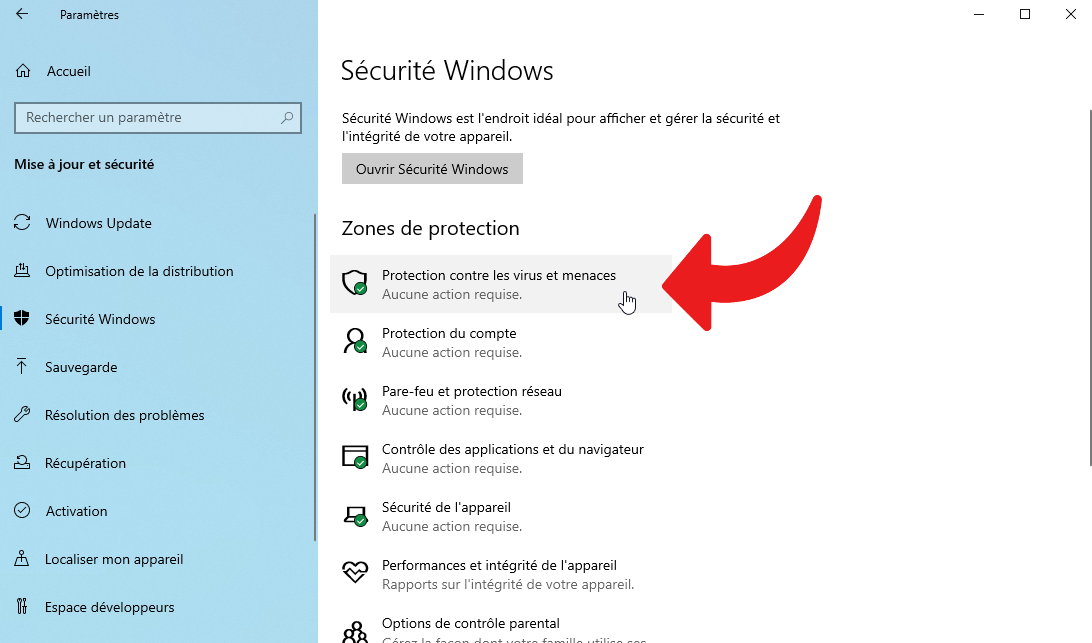 Defender Windows 10 © clubic.com
