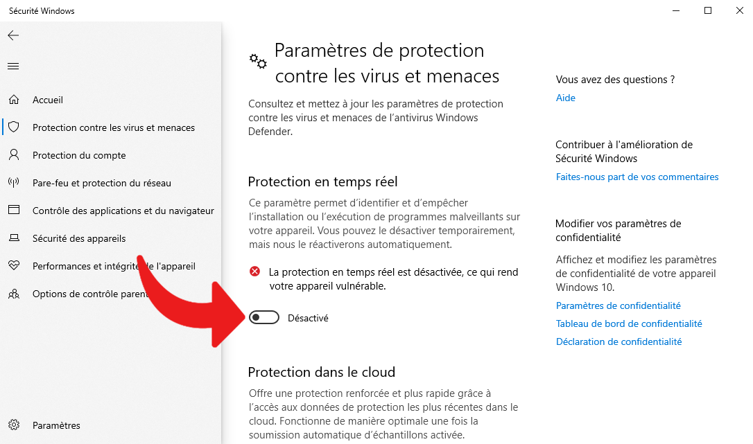 Defender Windows 10 © clubic.com