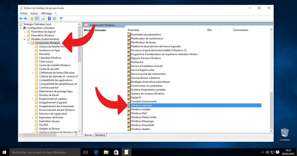 Defender Windows 10 Pro © clubic.com