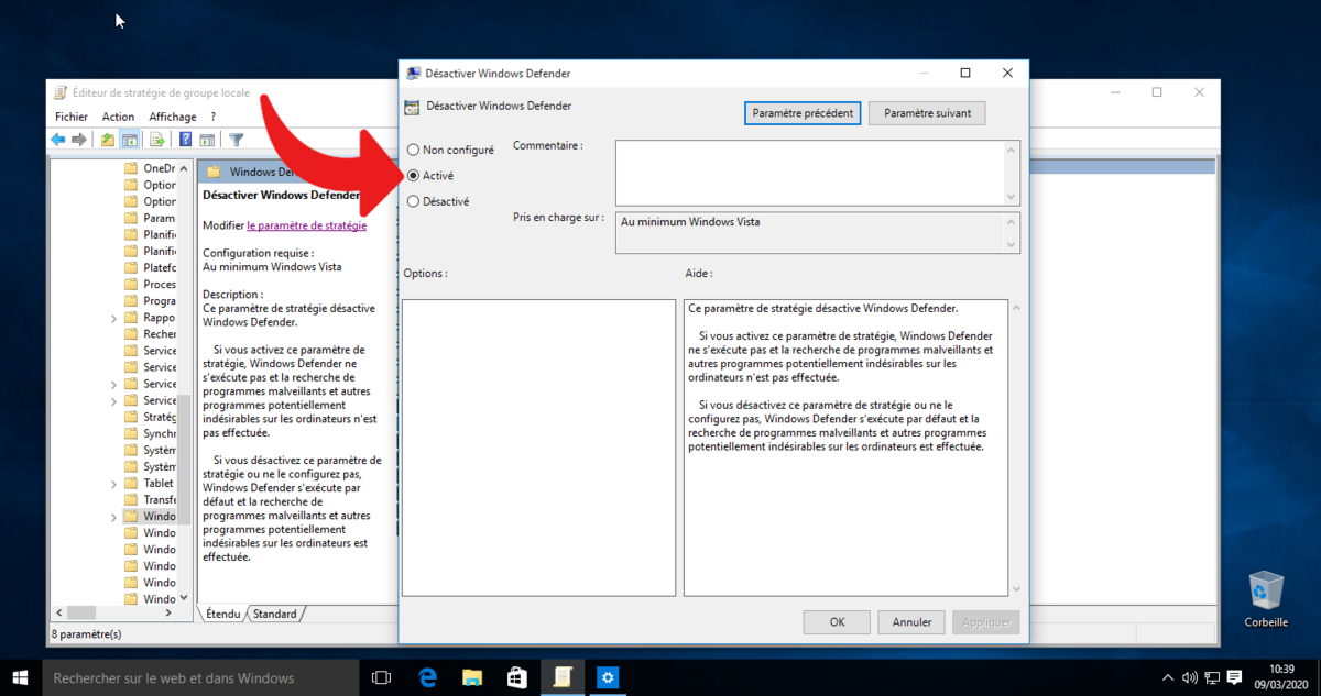 Defender Windows 10 Pro © clubic.com