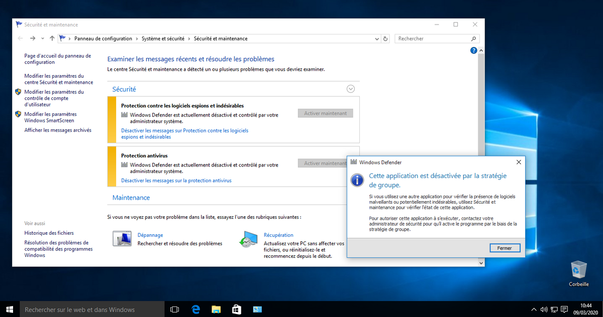 Defender Windows 10 Pro © clubic.com