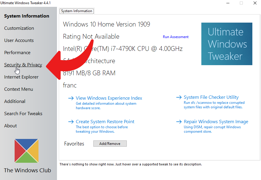 Ultimate Windows Tweake © clubic.com