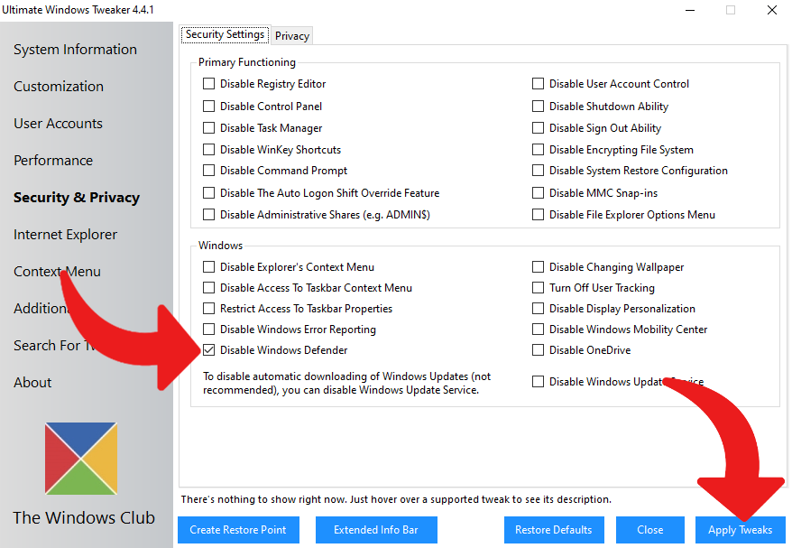 Ultimate Windows Tweaker © clubic.com