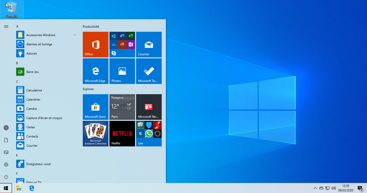 menu démarrer windows 10 © clubic.com