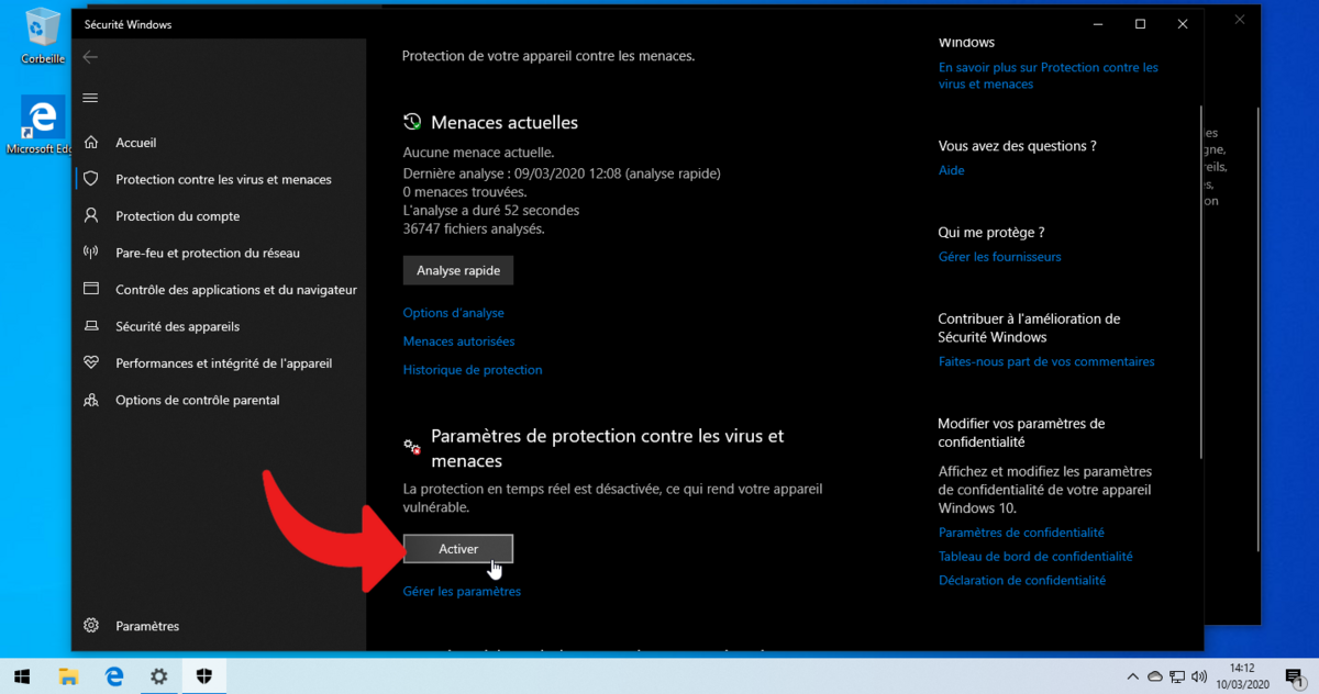 Activer Microsoft Defender - WIndows 10 - 5