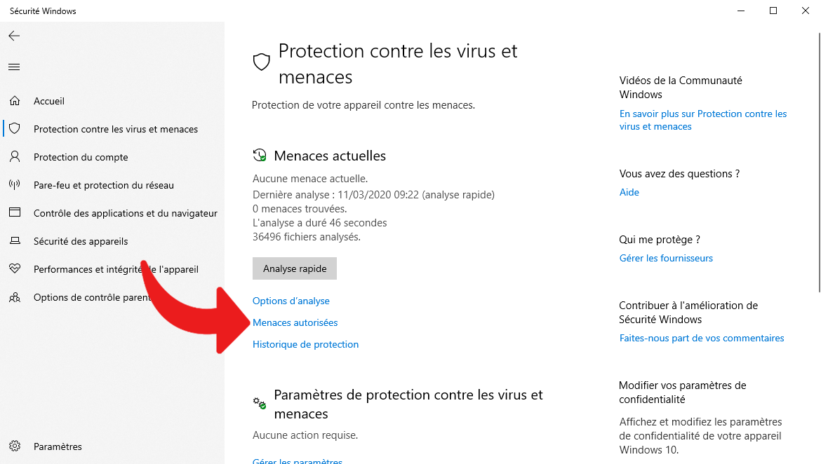 Defender Windows 10 © clubic.com