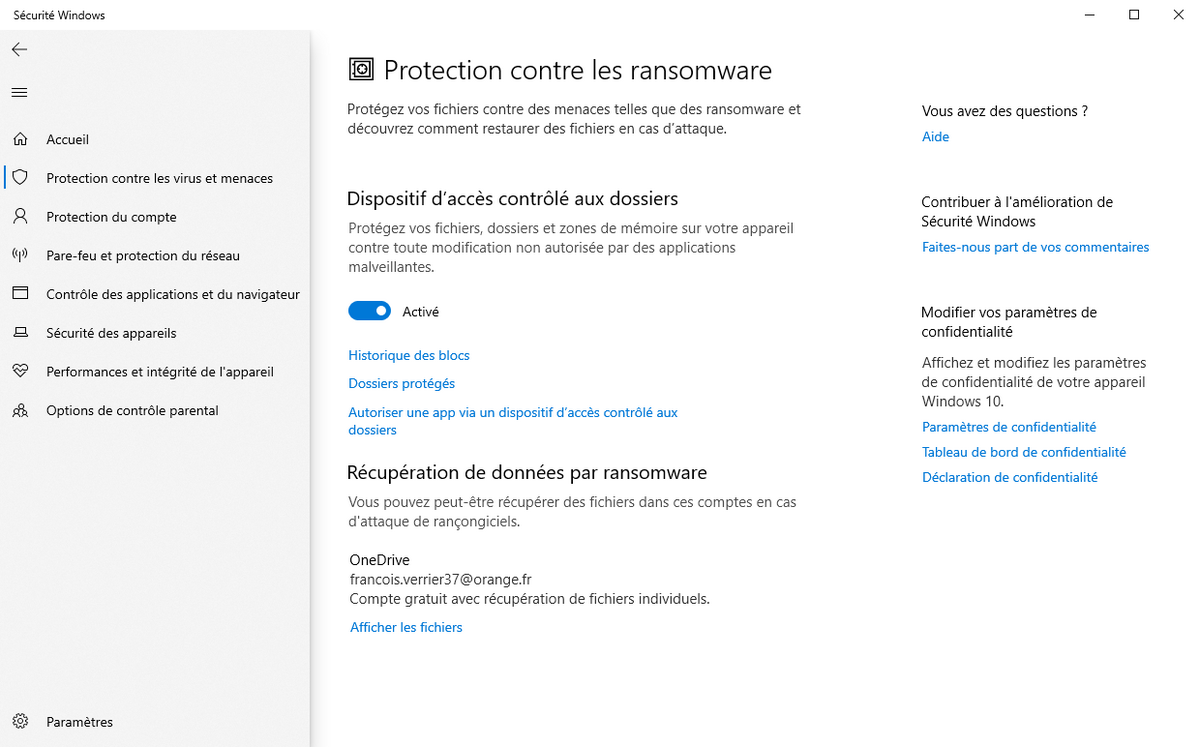 Microsoft Defender - Module anti-ransomware