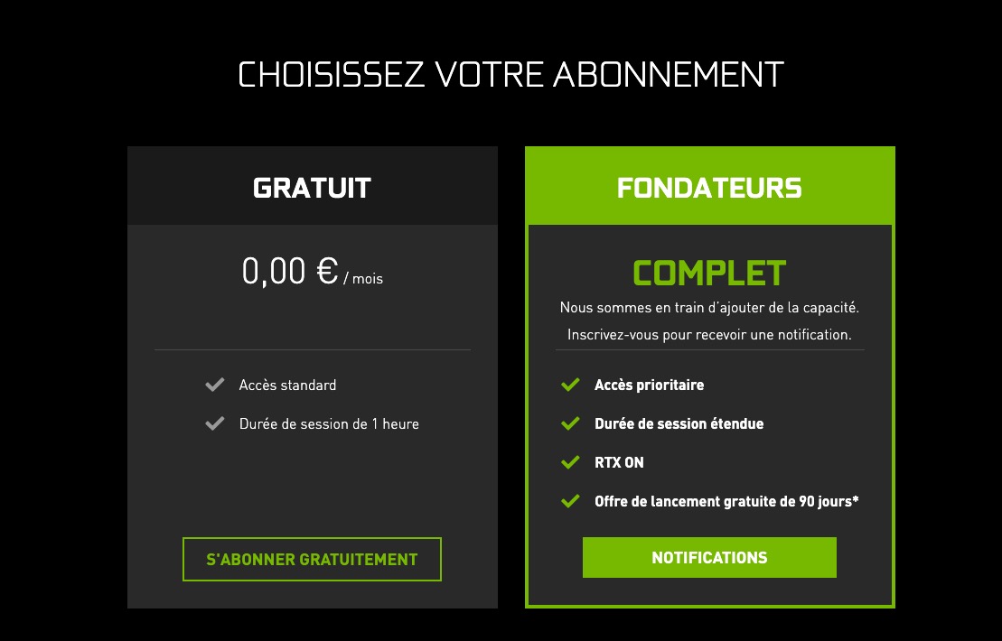 GeForce Now offre fondateur