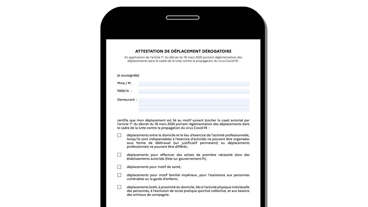 La nouvelle attestation de déplacement sur smartphone sera disponible le 6 avril