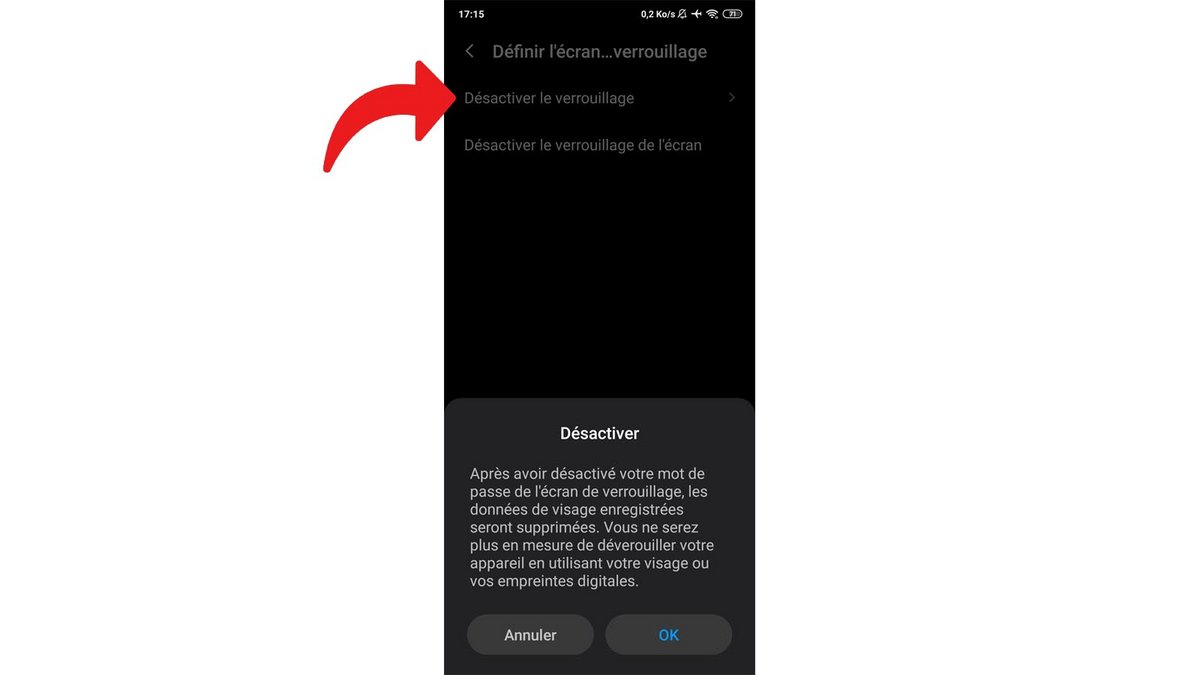 Android désactiver code de verrouillage