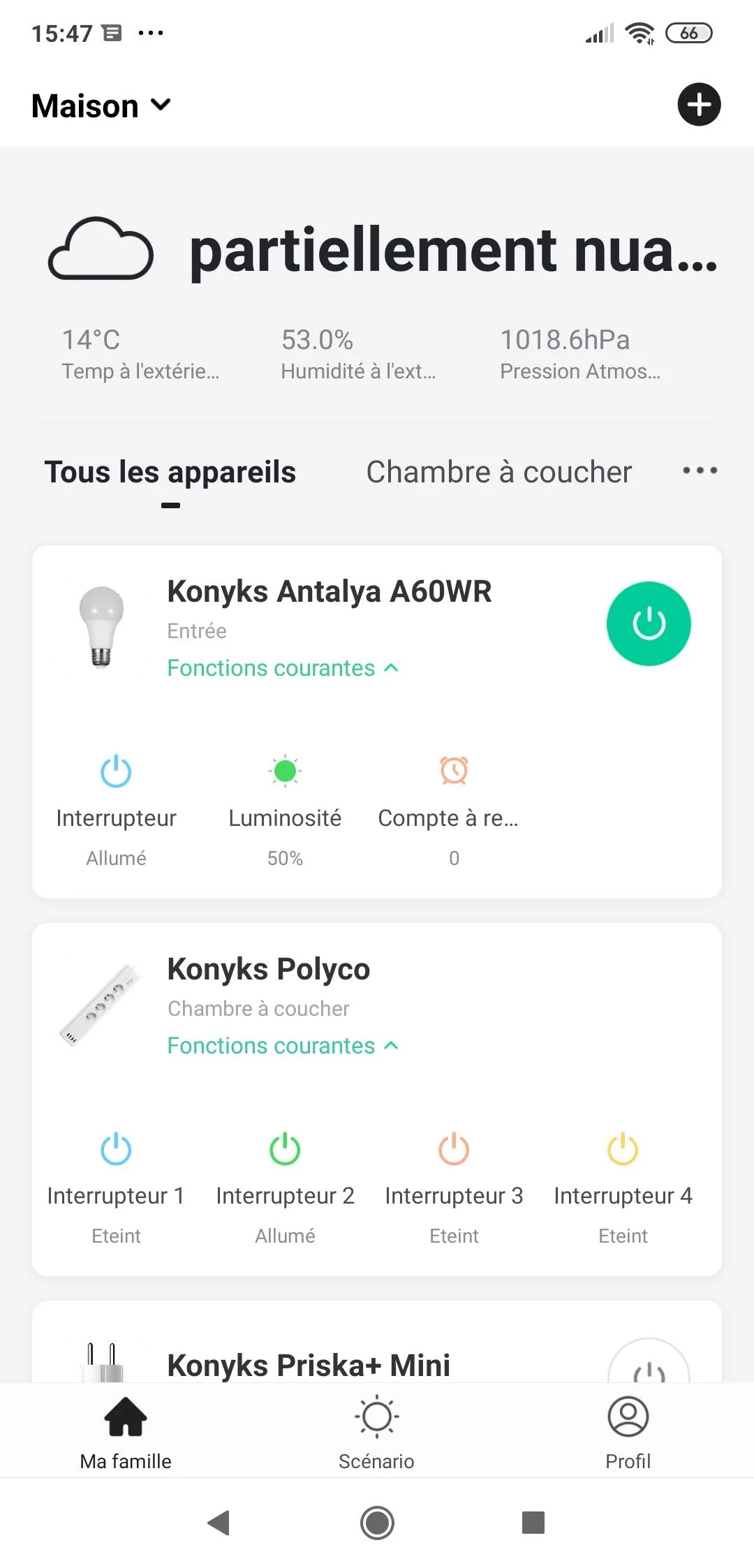 Konyks Antalia A60WR - Raccourcis