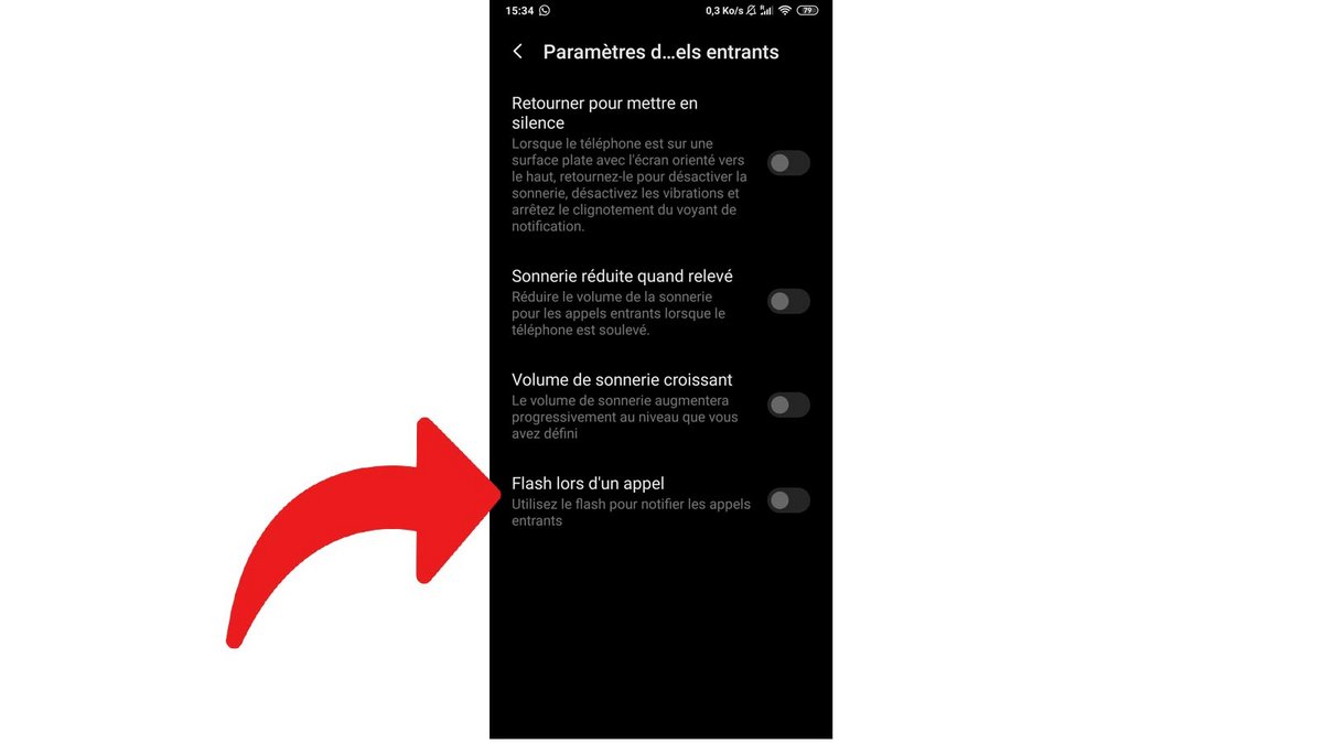 Android activer flash appel