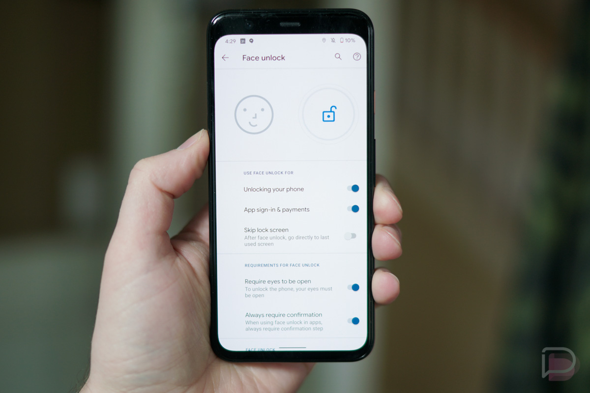 Pixel 4 Face Unlock attention © © Droid Life
