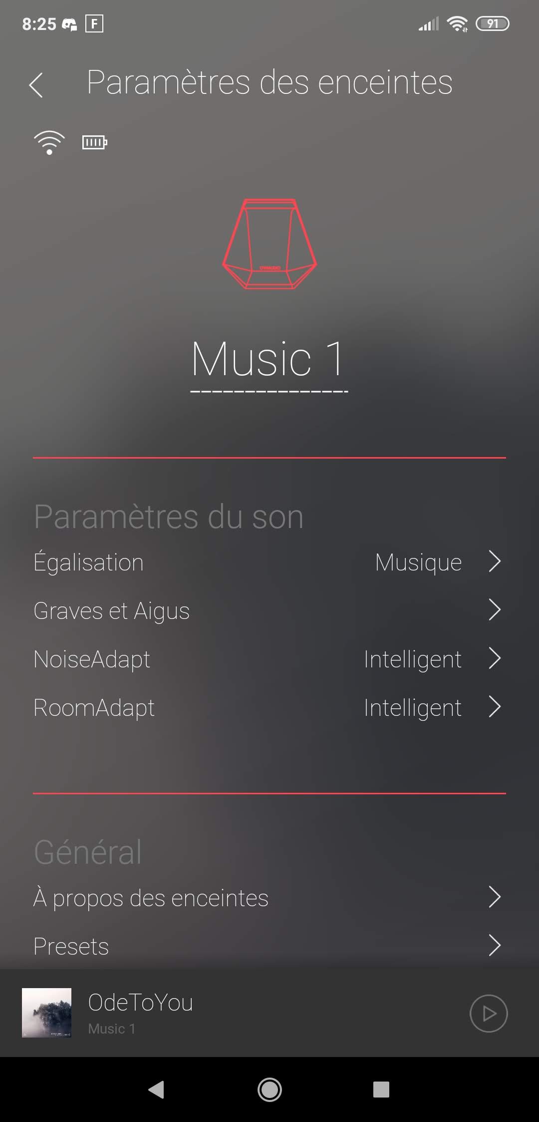 Dynaudio Music 1 - Paramètres