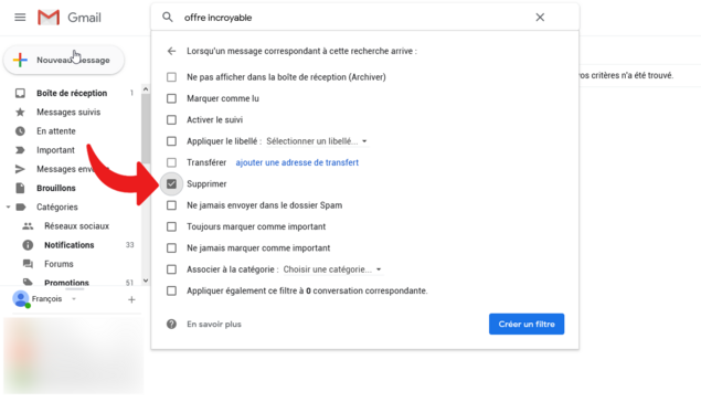 Gmail filtres spam © clubic.com